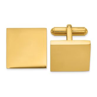 Diamond2Deal Stainless Steel Polished Yellow IP-plated Square Cuff Links