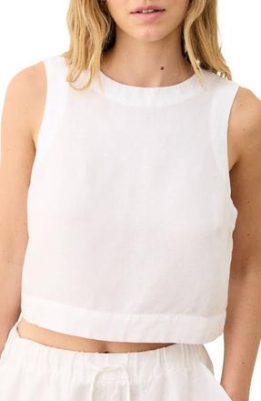 Marine Layer Quinn Sleeveless Linen Blend Crop Top in White at Nordstrom, Size X-Large