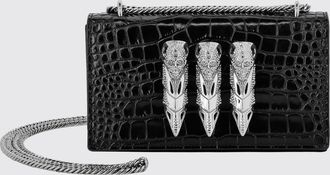 Philipp Plein Clutch in pelle stampa cocco con anelliera di strass