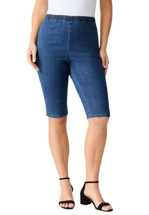 Roaman's Plus Size Comfort Stretch Bermuda Jean Short in Medium Stonewash at Nordstrom, Size 24
