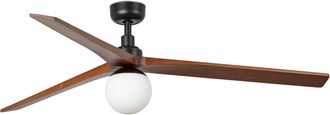 Faro Barcelona Klim L Ventilador Negro/nogal E27 Tuya Fsc