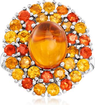 Ross-Simons Amber Ring With Orange and Yellow Citrine in Sterling Silver