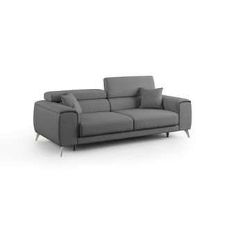 Divani.Store Fusion Sof&aacute; Con Asientos Deslizantes En Tela Suave Antimanchas 215 Cm Antracita