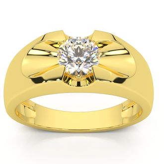 Pompeii3 Mens 3/4Ct Solitaire Diamond Wedding Anniversary Ring 14k Gold Band Lab Grown