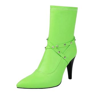 Generic Womens Sexy Mid Calf Boots Pointed Toe Super High Stiletto Heel Side Zipper With All-Over Glitter For Party Dating