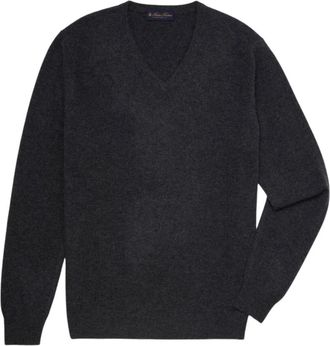 Brooks Brothers Cashmere V-hals trui - Heren - V-hals truien - Grijs - M - Truien & Vesten