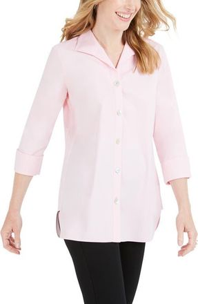 Foxcroft Pandora Non-Iron Cotton Shirt in Chambray Pink at Nordstrom, Size 10