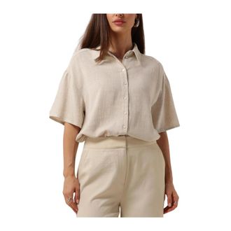 Notre-V Dames, Blouses & Shirts, Beige, Maat: XL Linnen