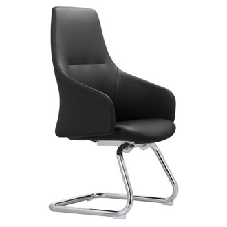 Leisure Mod Celeste Series Guest Office Chair in Black Leather