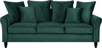 Beliani Beliani - Sof&aacute; De Terciopelo Verde Oscuro De Madera Maciza De 3 Plazas Cojines Adicionales Bornholm