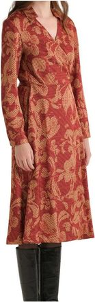 Maliparmi Sweet Foliage Jurk - Dames - Wikkelkleedje - Rood - XL - Polyester - Kleedjes