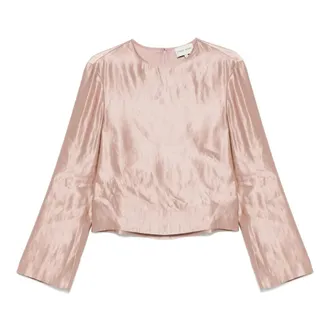 Loulou Studio Overhemden, Dames, Roze, S, Petal Rose Ronde Hals Blouse