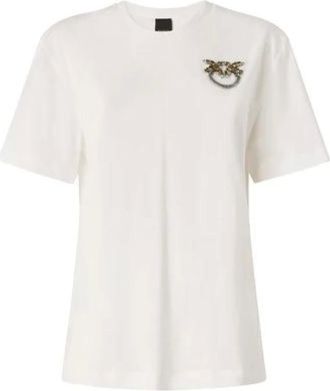 Pinko Pinko, Tops, Dames, Wit, XL, T-shirt met ronde hals