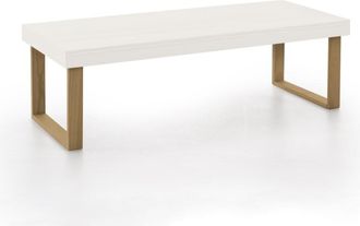 HOGAR 24 Mesa de centro de madera maciza natural color blanco y encerado