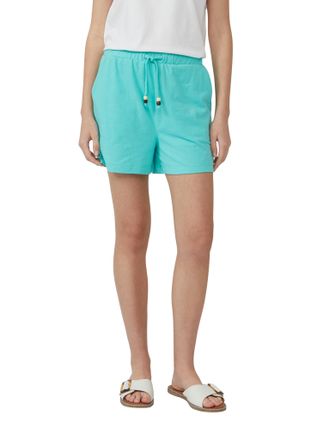 s.Oliver Shorts S.OLIVER, Damen, Gr. 36, N-Gr, blau (pool blau), Jersey, Obermaterial: 50% Polyester, 38% Baumwolle, 12% Viskose, unifarben, regular fit ca. Mi