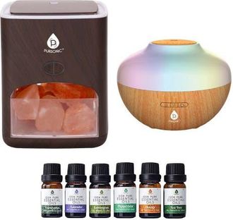 Pursonic Himalayan Salt Lamp & Aromatherapy Diffuser Wellness Set in Brown at Nordstrom