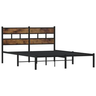 vidaXL Estructura De Cama Sin Colch&oacute;n Metal Roble Ahumado 160x200 Cm Vidaxl