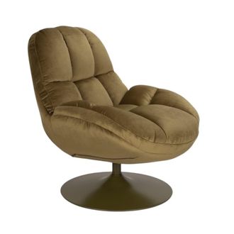 Mathi Design Sill&oacute;n giratorio de terciopelo verde