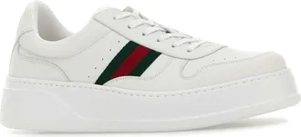 Gucci Mens White Leather Sneakers Calf Skin