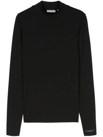 Calvin Klein fine-ribbed mock-neck top - Black