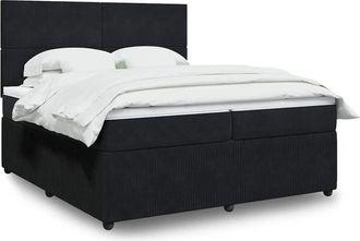 vidaXL Cama Box Spring Con Colch&oacute;n Terciopelo Negro 200x200 Cm Vidaxl
