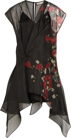 Khaite Merith Floral-print Ruffled Silk Mini Dress - Black - 6 (UK10 / S)