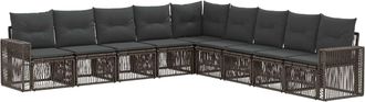 vidaXL Conjunto De Sof&aacute;s De Jard&iacute;n 9 Uds. Gris Y Gris Oscuro Vidaxl