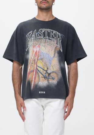 Msgm T-shirt girocollo in cotone con stampa logo