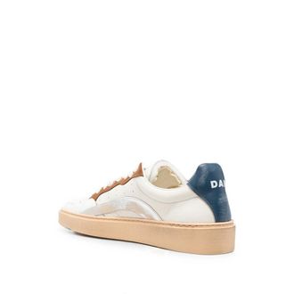 Dsquared2 Mens Sneakers White And Blue Distressed Leather White-Blue Calf Trainers White/blue