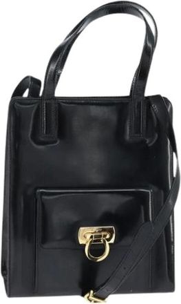 Ferragamo Pre-owned Handbags, female, Black, Size: ONE SIZE Pre-owned Coated Canvas Handbag
