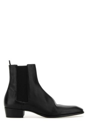 Saint Laurent Black Leather Chelsea Stanton Ankle Boots