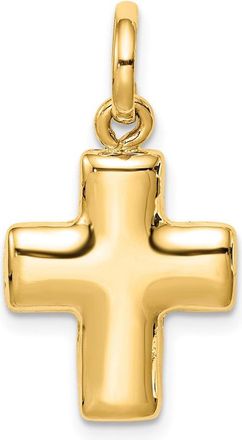 Diamond2Deal 14k Yellow Gold Puffed Cross Charm Pendant