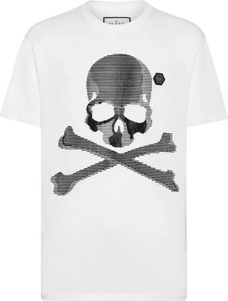 Philipp Plein T-shirt Round Neck SS Skull&Bones - Heren - T-shirts - Wit - M - Katoen - Tops