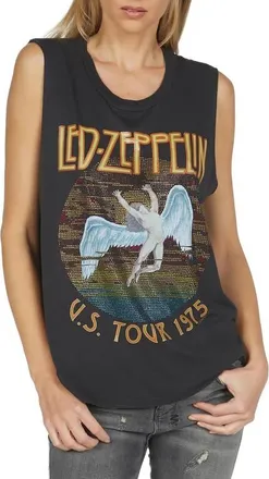 Lauren Moshi KelScoop Neck Muscle Tank-Crystal Led Zeppelin in Onyx at Nordstrom, Size X-Small