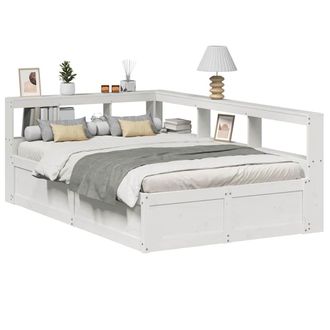 Berkfield Home Bookcase Bed without Mattress White 140x190cm Solid Wood Pine | Size: 140x190 cm
