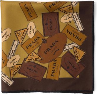 Prada Sciarpa in twill con stampa Heritage - Marrone