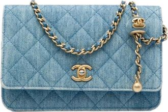Chanel Pre-owned Wallet on Chain - Dames - Pre-owned - Blauw - Maat: ONE Size Leer