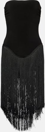 Norma Kamali 18 Fringe Bishop strapless minidress