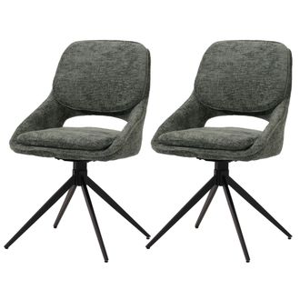 Hhg [nunca Usado] Juego De 2 Sillas De Comedor Hhg-617, Silla De Cocina, Giratoria Con Retorno Autom&aacute;tico, Tela/textil Chenilla (490 G/m&sup2;) Oeko-tex, Verde