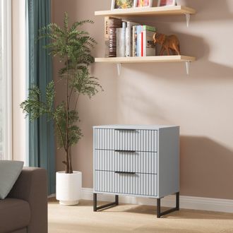 Lewis's Fluted 3 Drawer Chest in Denim Blue - Ready Assembled - Lewiss Home | TJ Hughes
