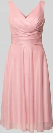 Troyden Collection Knielanges Cocktailkleid mit V-Ausschnitt in Rose, Gr&ouml;&szlig;e 36