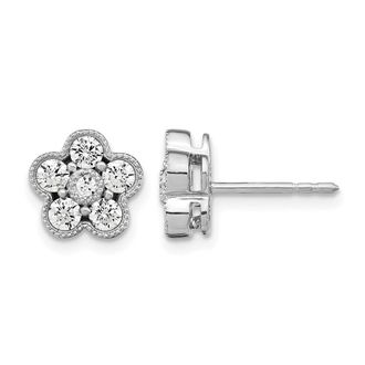 Diamond2Deal 14k Gold 3/4 ct Lab Grown Diamond Floral Stud Earrings VS Clarity, D-E Color