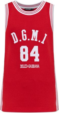 Dolce & Gabbana Embroidered Logo Tank Top - Heren - Tops zonder mouwen - Rood - L - Polyester - Tops