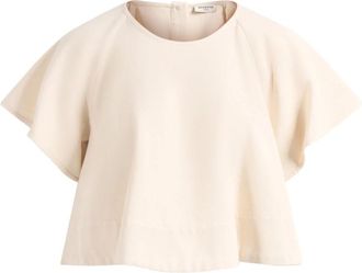 Max Mara Wkdforte Crop Blouse - Dames - Blouses - Beige - S - Katoen - Overhemden