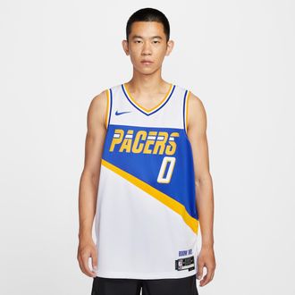 Nike Tyrese Haliburton Indiana Pacers City Edition Nike Mens NBA Swingman Jersey in White | HM5983-100