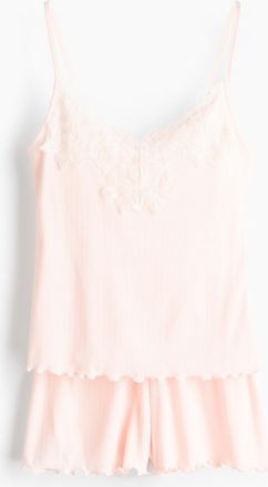 H&M Gerippter Jerseypyjama - Hellrosa