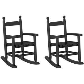 vidaXL Mecedoras Para Ni&ntilde;os 2 Uds Madera Maciza De &Aacute;lamo Negras Vidaxl