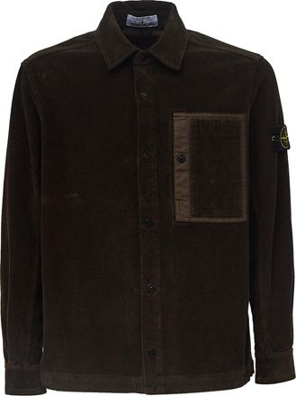 Stone Island Organic Cotton Corduroy Overshirt with Contrasting Pocket