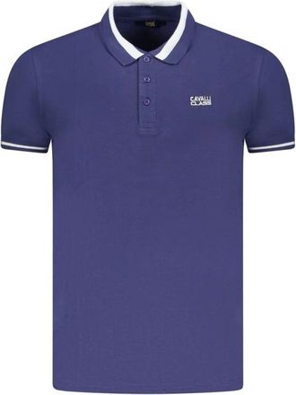 Cavalli Poloshirt met korte mouwen en contrasterende kraag - Heren - Polos - Blauw - L - Katoen - Tops