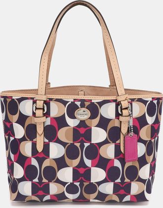 Coach Multicolor Leather And Satin Peyton C Tote